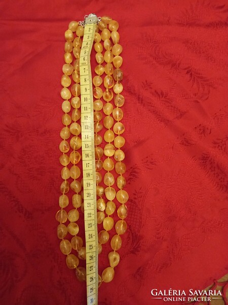 Real amber triple row necklaces