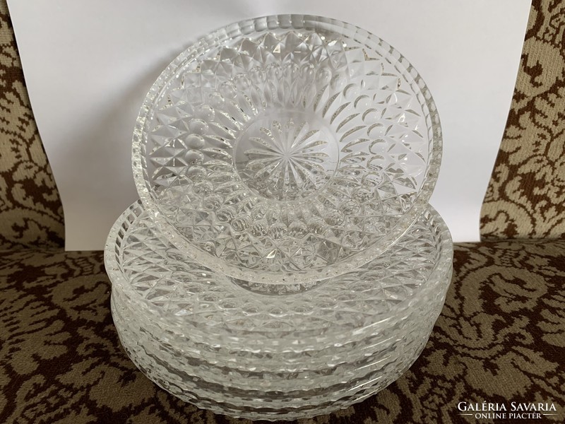 Retró vastag üveg süteményes kis tányér vagy alátét - 15,5 cm