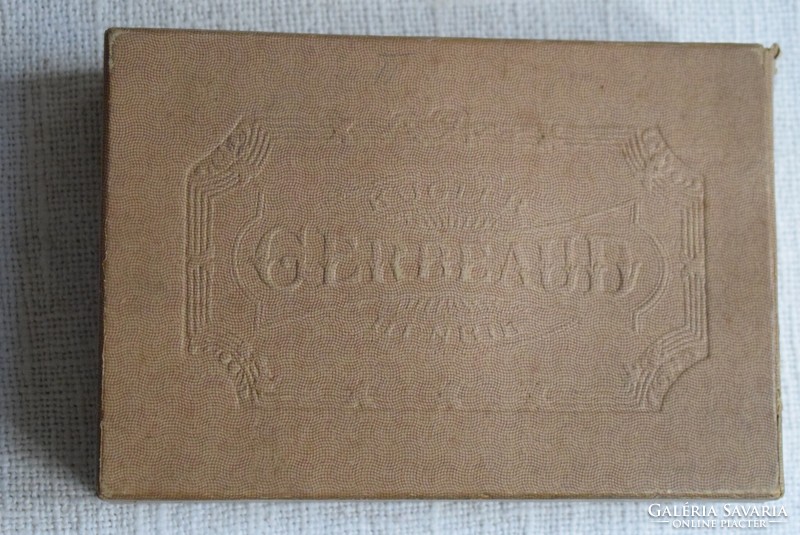 Gerbeaud , Kugler Henrik , antik dombornyott papír doboz , 12,5 x 18,5 x 5 cm