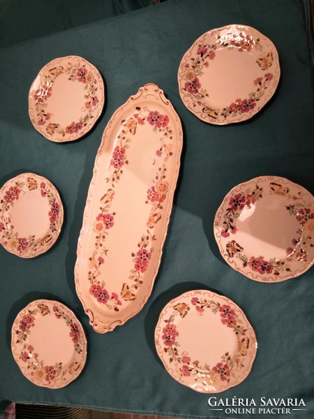 Flawless! Zsolnay sandwich/cake set with butterfly pattern