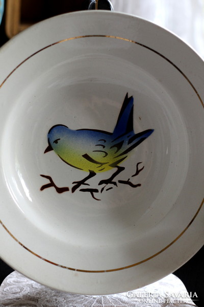 Granite plate, deep plate, tit with bird decoration