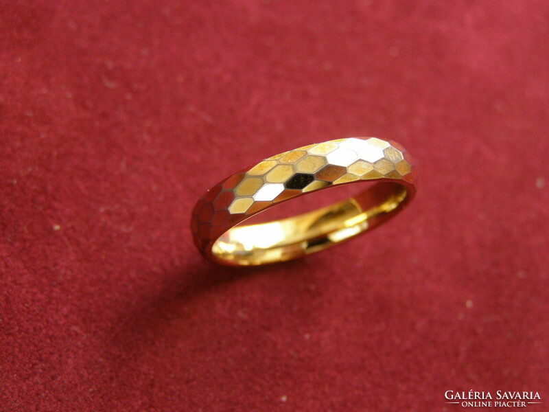 Wolframacél ( tungsten) női gyűrű, aranyozott, nagyon attraktív