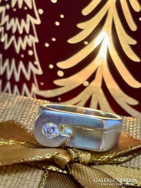 Art-deco Stílusú ezüst gyűrű, cirkónia kővel