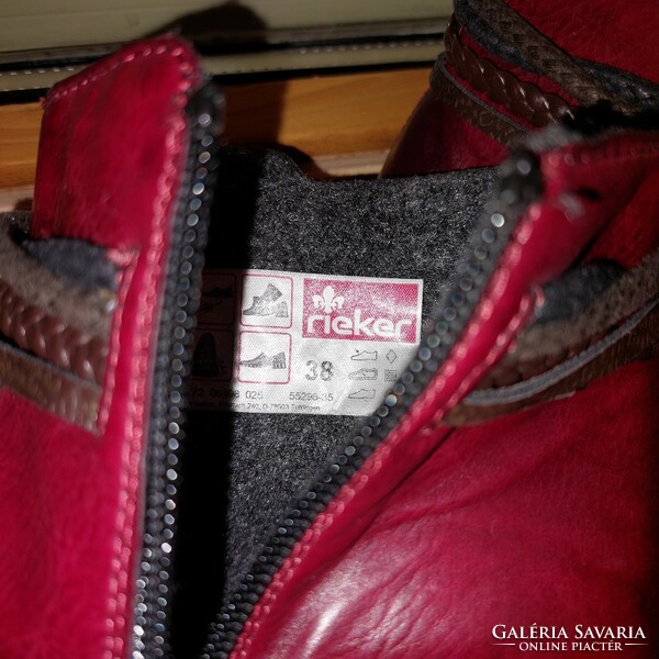 Beautiful burgundy leather boots Rieker 38