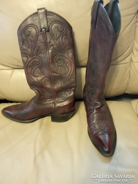 Women's leather boots burgundy leather boots leather western boots 37