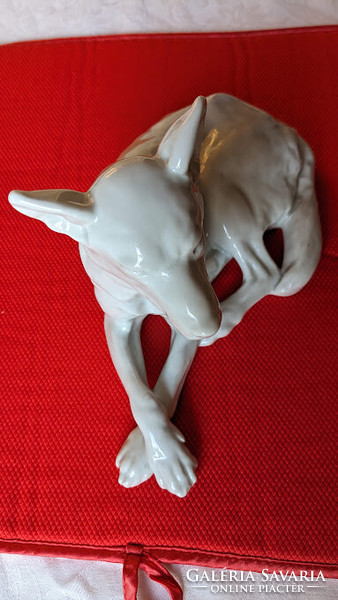 Antik herendi  porcelán kutya figura