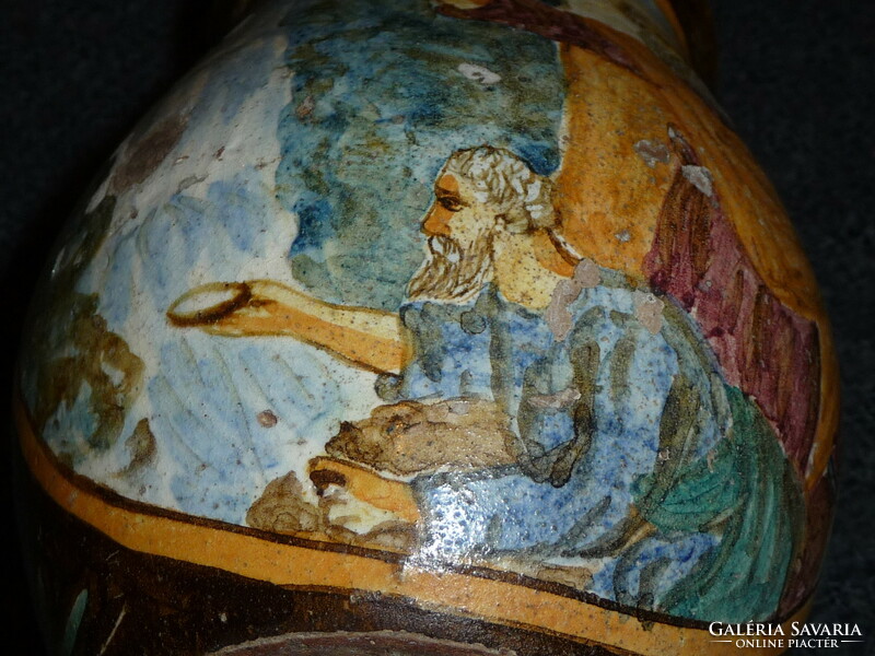 Antik olasz fajansz patikaedény gyógyszertári díszedény 18. sz. patika edény Pekár gyűjteményből