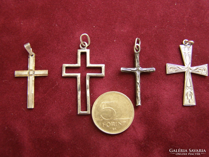 4 silver cross pendants