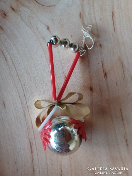 Old tapestry glass Christmas tree decoration - baby rattle