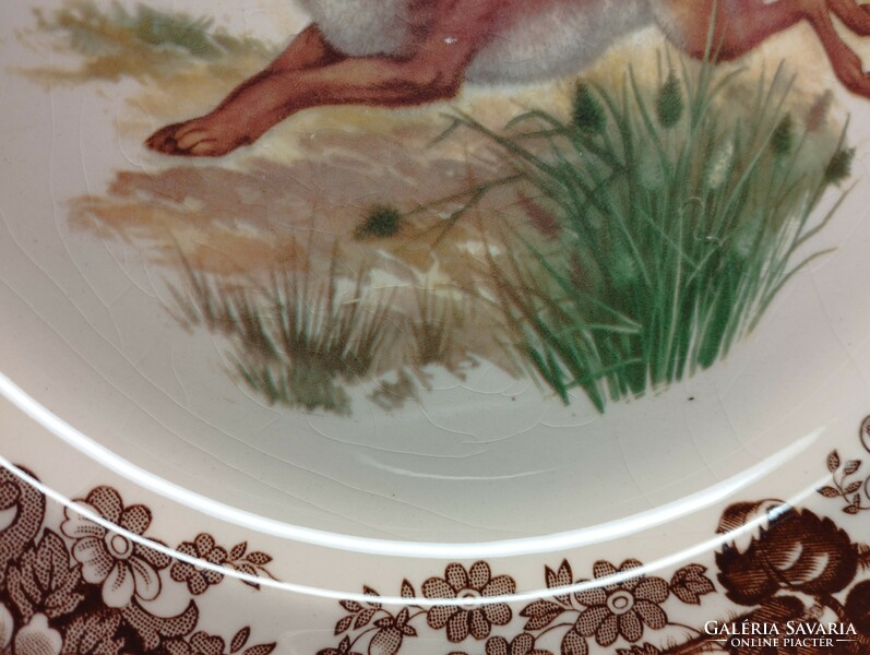 Royal worcester, palissy, beautiful English porcelain large flat serving bowl, hare in the middle