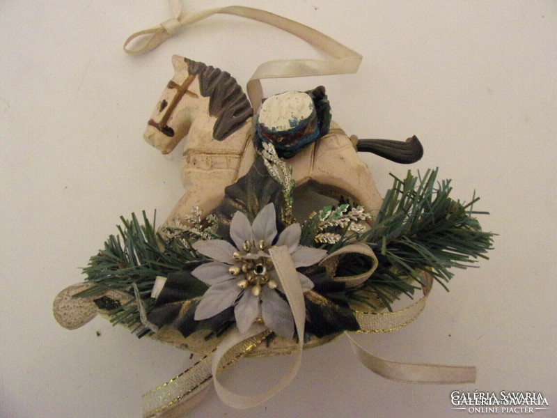 Old Christmas plate and rocking horse pendant