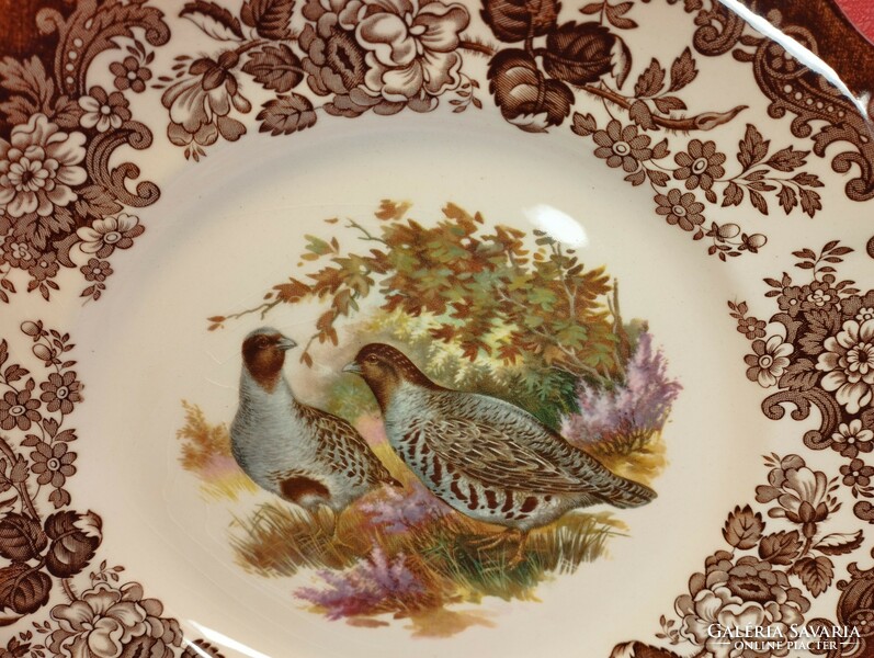 Royal worcester, palissy, beautiful English large flat serving bowl, pair of prisoners in the middle