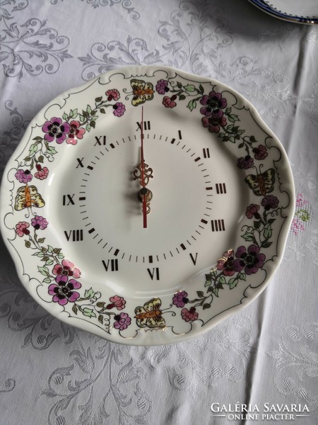 Zsolnay butterfly pattern wall clock