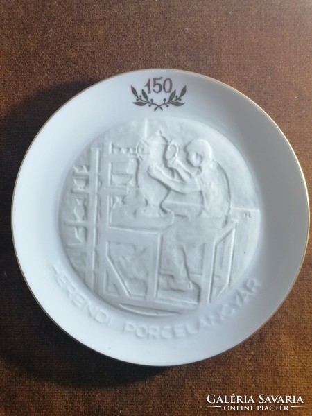 Small plate issued for the 150th anniversary of the Herend porcelain factory