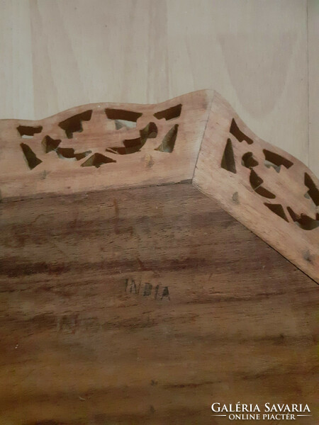 Indiai intarziás szantálfa falitányér, dísz.27x5x3,5 cm