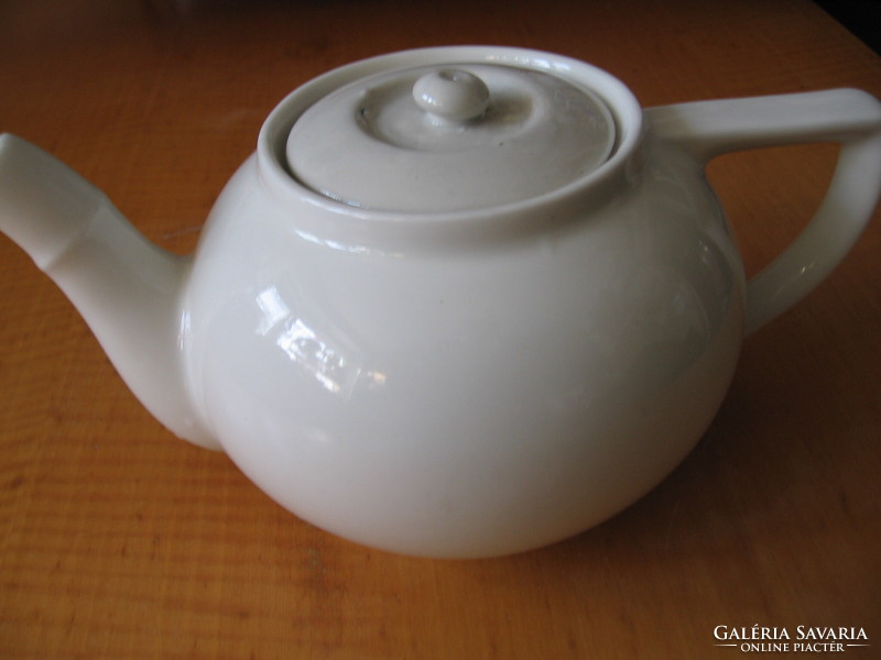 Nagy klasszikus keleti forma régi teás kanna, kancsó és 6 csésze szett krémfehér