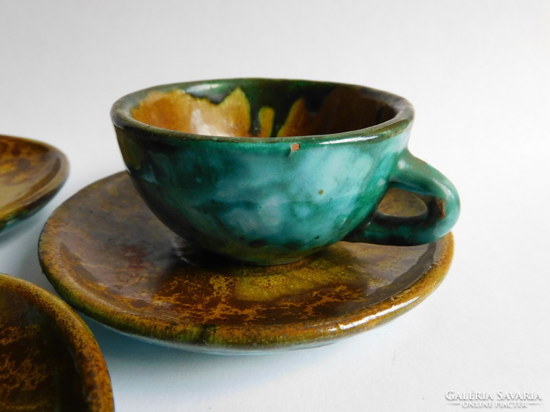 Béla Mihály rare ceramic artisan coffee set for 6 people