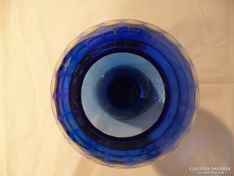 Y283 marita voigt, resin crystal polished blue glass vase 1970