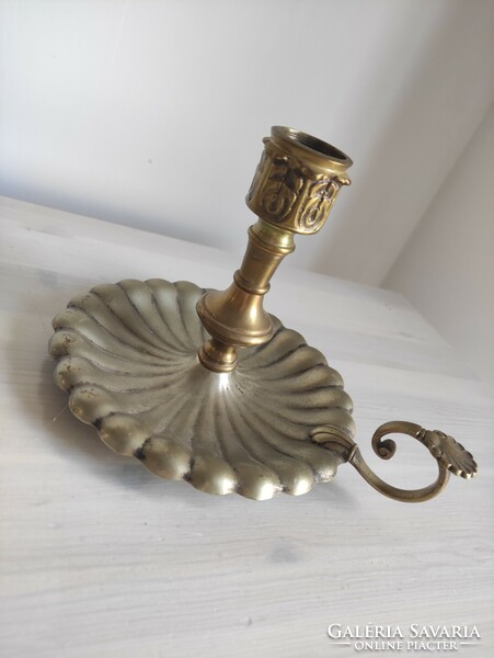 Beautiful silver-plated alpaca and copper vintage roaster / eared candle holder