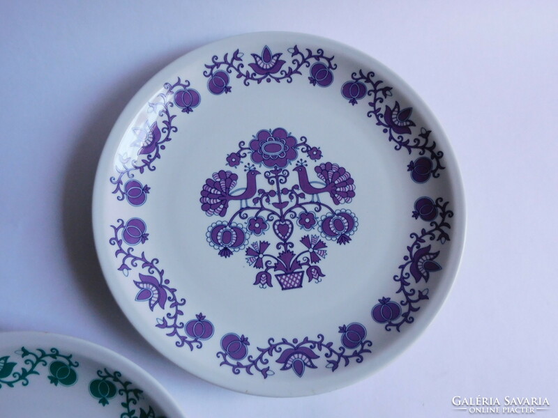 Lowland plates with folk bird pattern 24 cm - 2 pieces