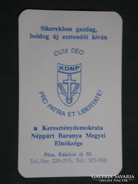 Kártyanaptár, politika, KDNP néppárt elnökség, Pécs, 1994,   (3)