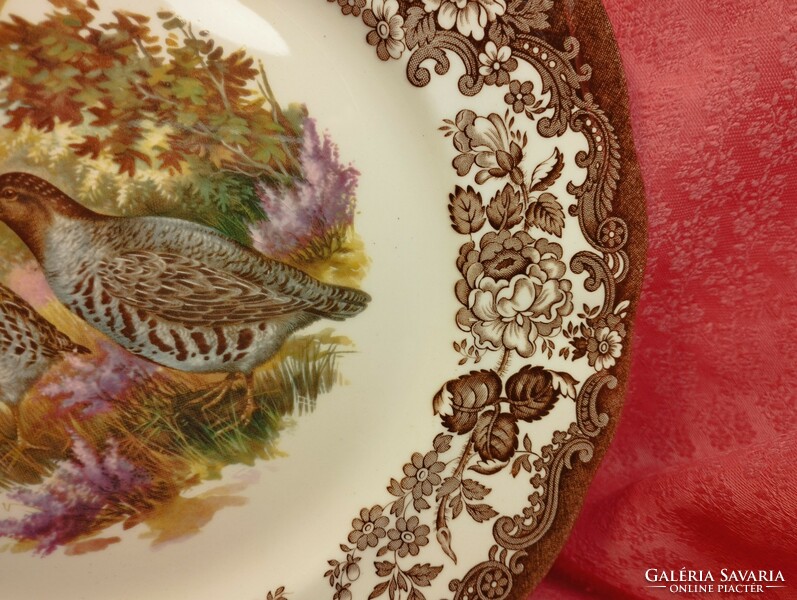 Royal worcester, palissy, beautiful English porcelain large flat serving bowl, pair of prisoners in the middle