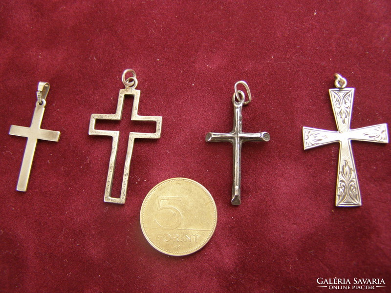 4 silver cross pendants