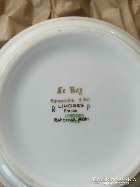 Limoges porcelán kínáló tálka rózsás