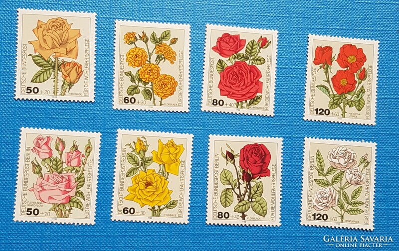 2 NSzK rózsa bélyegsor 1982 Postatiszta.