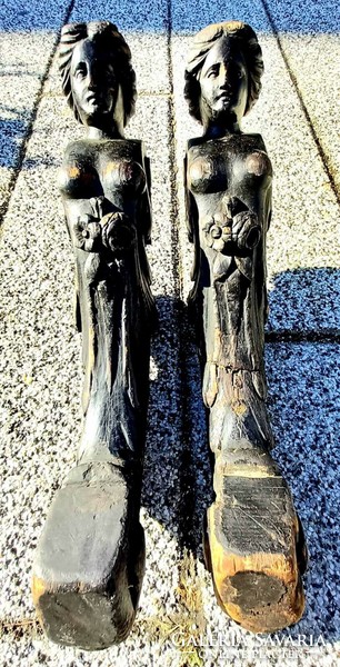Art Nouveau carved figurative furniture ornament. Caryatid female heads. .Negotiable!