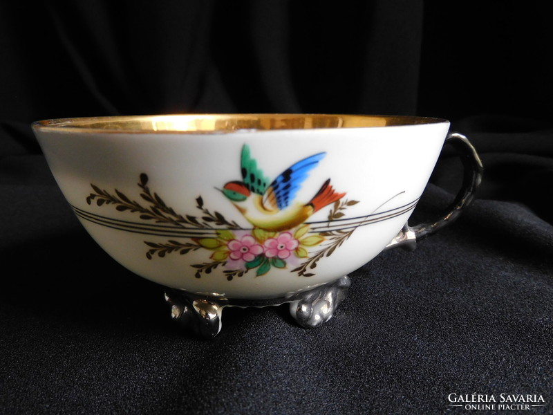 Antik teáscsészék madár dekorral - XIX. század - 2 darab