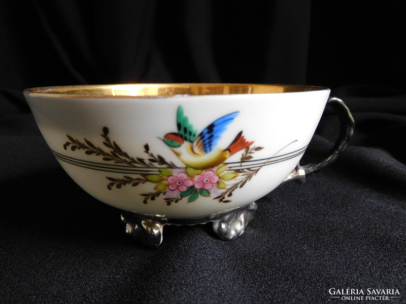 Antique teacups with bird decor - xix. Century - 2 pieces