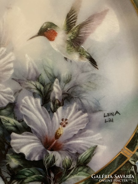 Lena Liu angol Bradex dísztányér, kolibri mintás