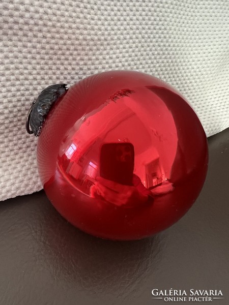Antique large thick glass burgundy sphere Christmas tree decoration