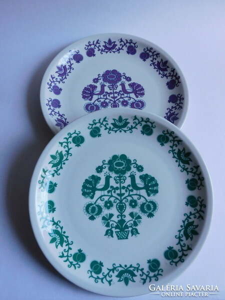 Lowland plates with folk bird pattern 24 cm - 2 pieces