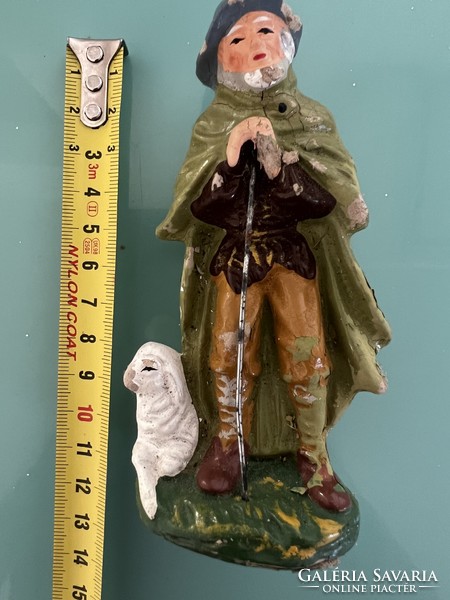 Antique German Shepherd Nativity figure Christmas tree decoration painted papier-mâché