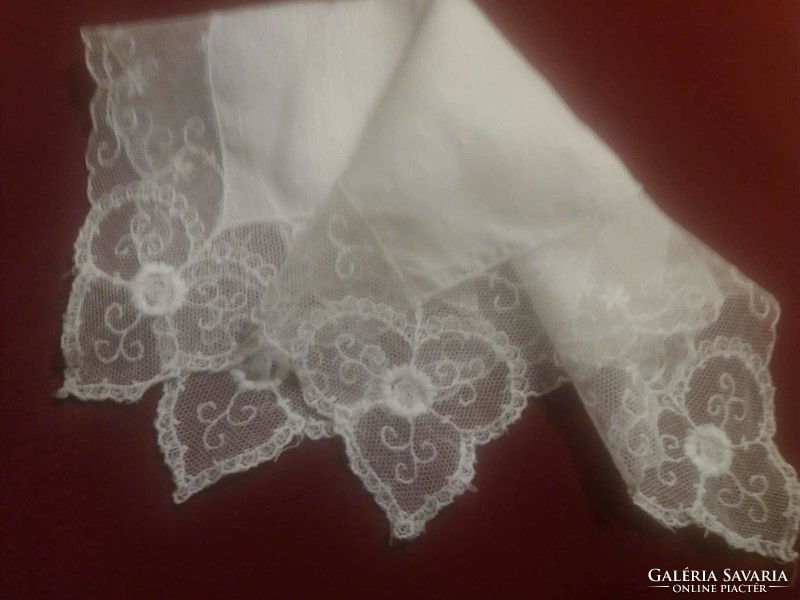 Old, lace-edged batiste decorative handkerchief