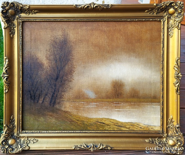 Jenő Kuszka Szepesi (1885-1948) foggy landscape c. Your painting with an original guarantee!