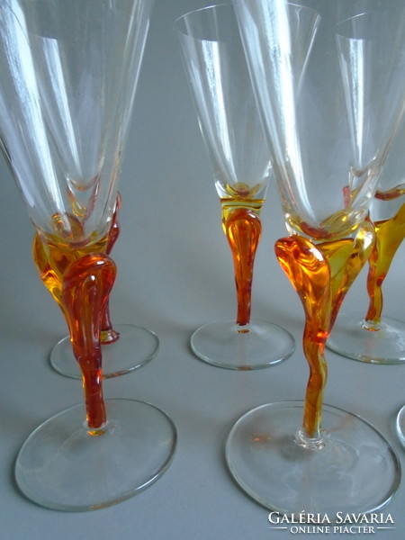 6 Pcs. Handmade champagne and wine glass.