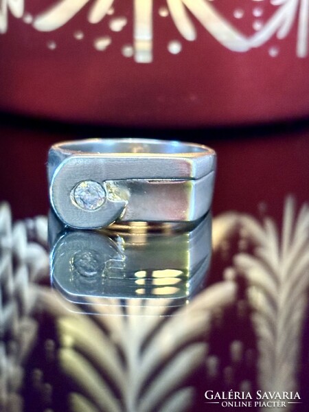 Art-deco Stílusú ezüst gyűrű, cirkónia kővel