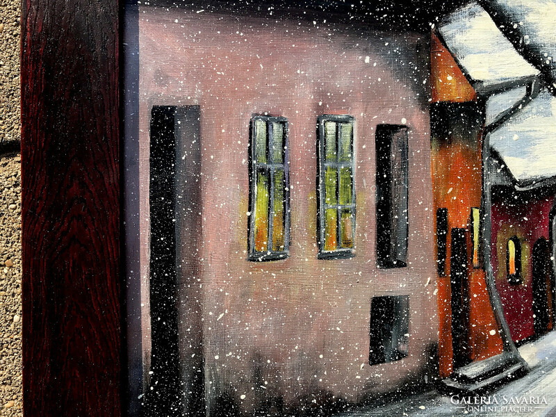 Fluttering snowflakes - acrylic painting - 40 x 50 cm (Transylvania)