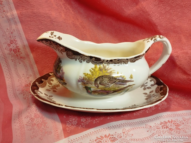 Royal Worcester, Palissy, gyönyörű angol porcelán szószos tál, vadmadaras