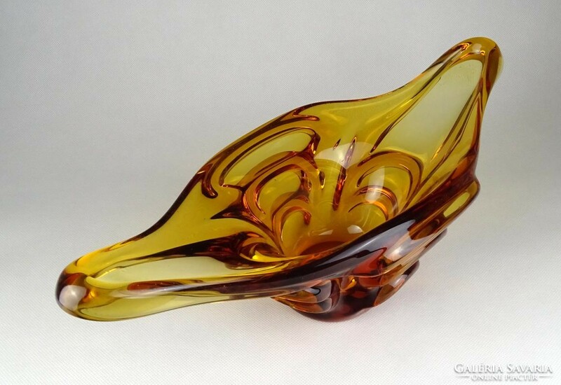 1H620 mid century amber blown glass artistic glass table centerpiece offering 36.5 Cm