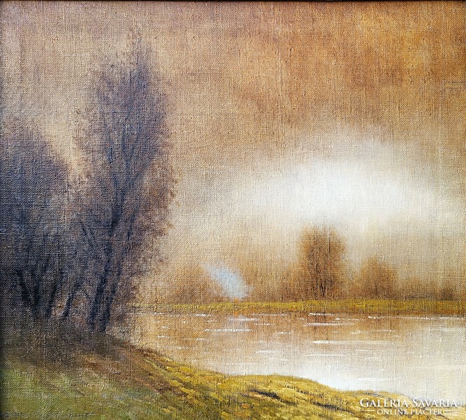 Jenő Kuszka Szepesi (1885-1948) foggy landscape c. Your painting with an original guarantee!