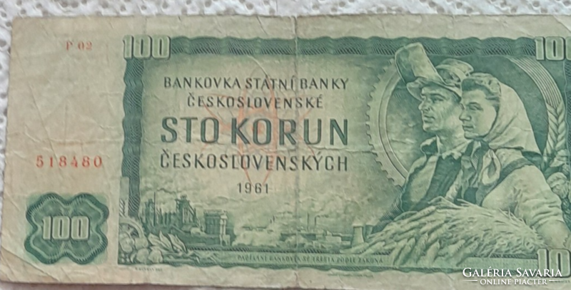 Csehszlovák 100 korona (bankjegy-1961)