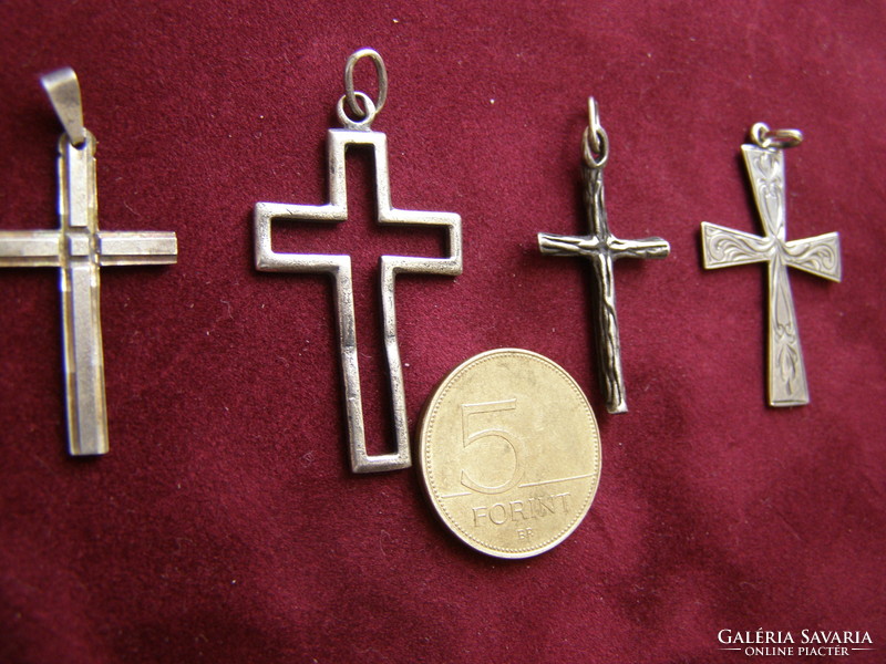 4 silver cross pendants