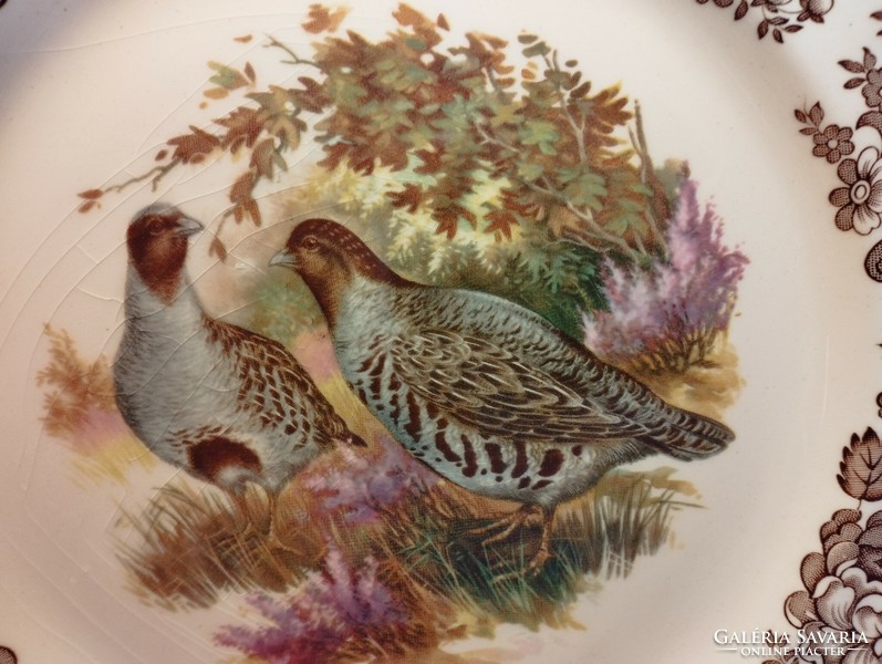 Royal worcester, palissy, beautiful English large flat serving bowl, pair of prisoners in the middle