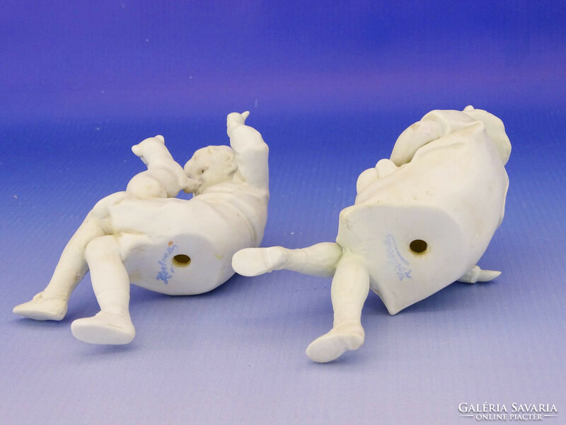 0I026 Régi HERLENA biszkvit porcelán szobor pár