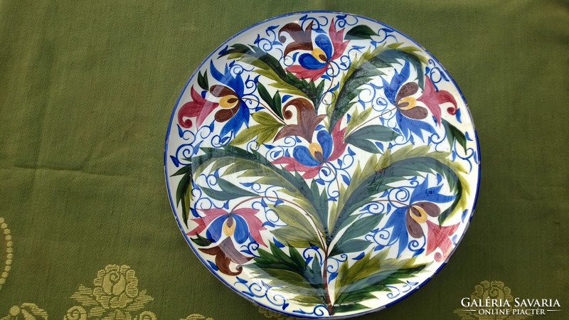 Very rare 1800s - Miskolcz majolica wall plate - wall plate dia. 38 Cm, good condition