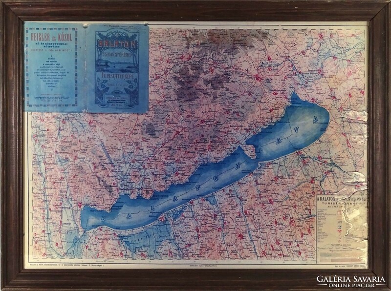 1P825 Heisler and Kozol: Balaton and its surroundings tourist map 50 x 66.5 Cm